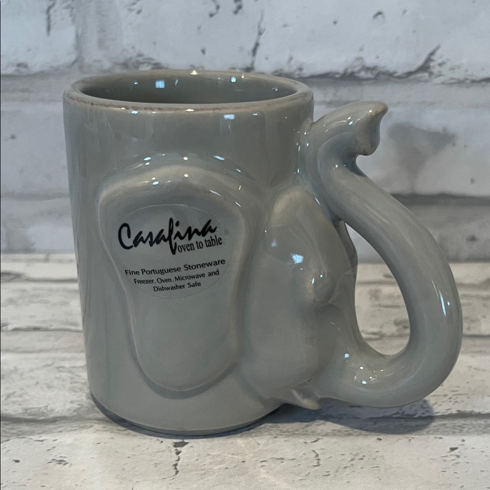 Casafina Elephant Handle Gray coffee Mug 6 oz Portuguese stoneware